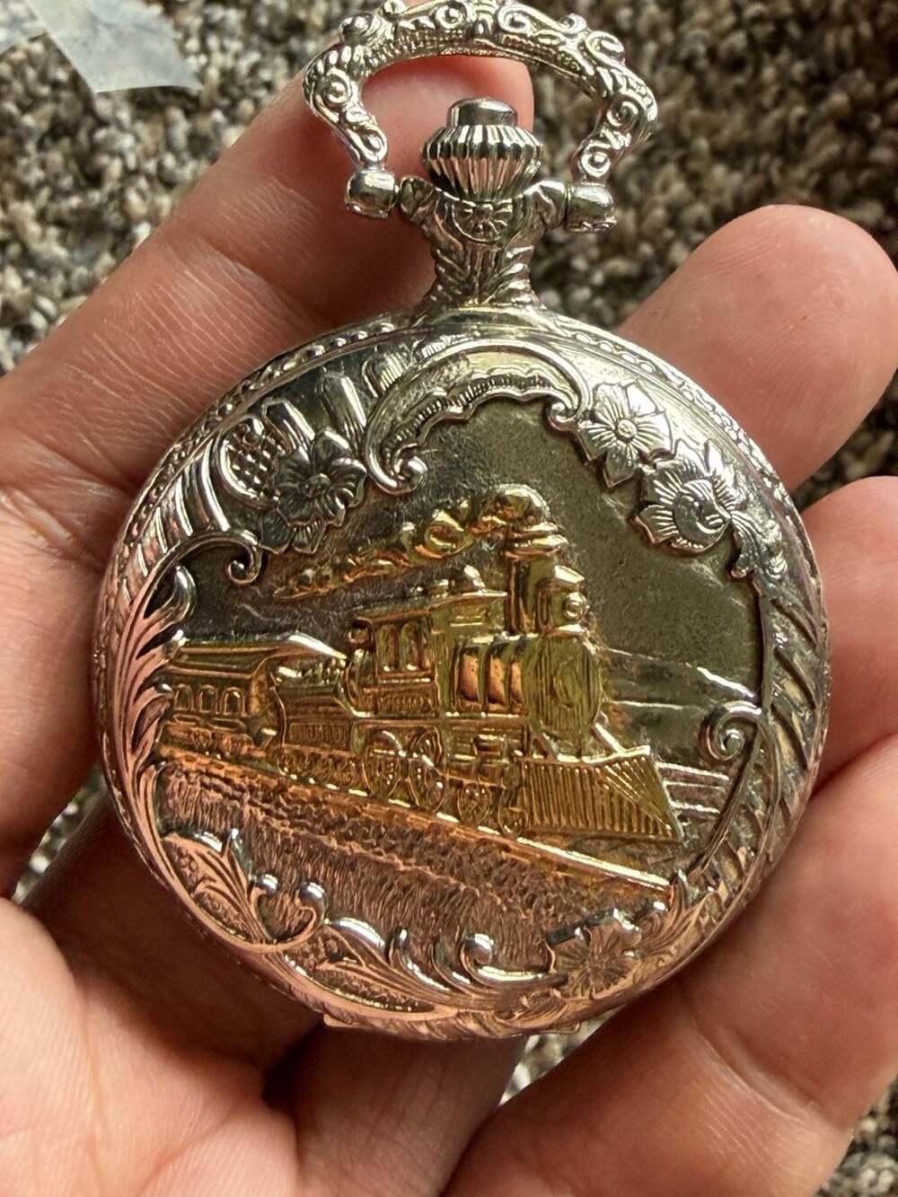 Vintage Train Pocket Watch Japan Movement